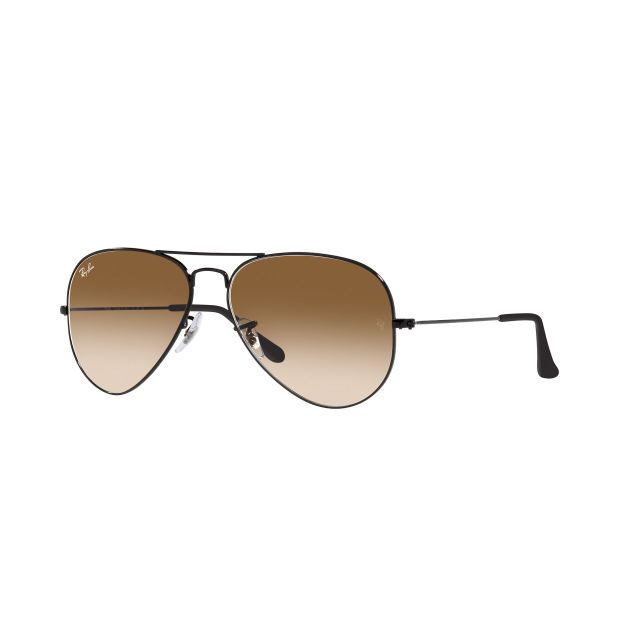 Ray-Ban Aviator Large Metal 0RB3025 Black Brillante Clear Gradient Brown