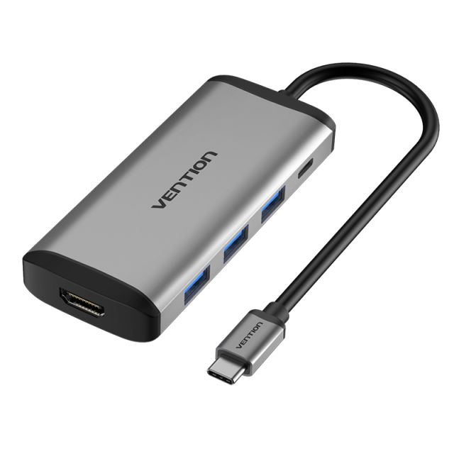 Hub 5 en 1 Type-C HDMI4K/USB3.0x3/PD 0.15m - Vention