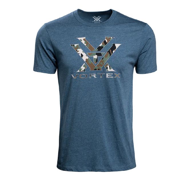 Polera Vortex Optics Steel Blue logo Camuflado